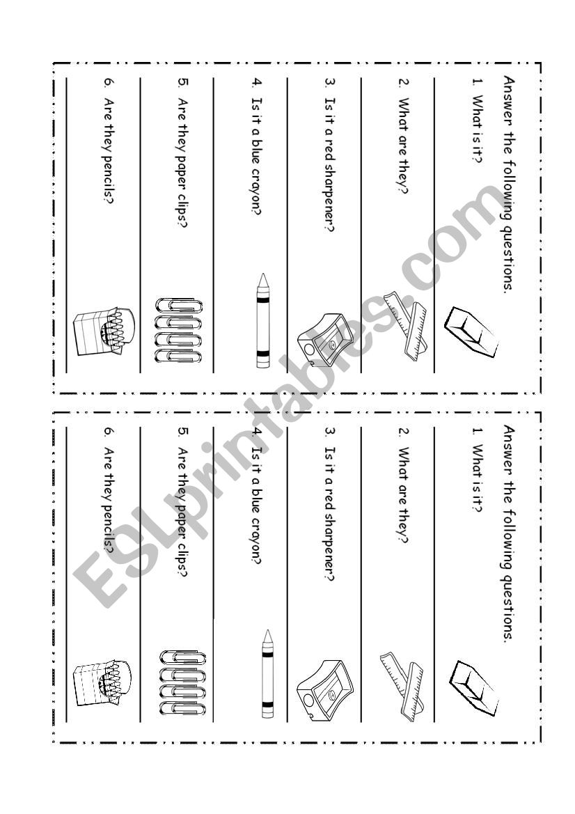 Questions On School Objects worksheet