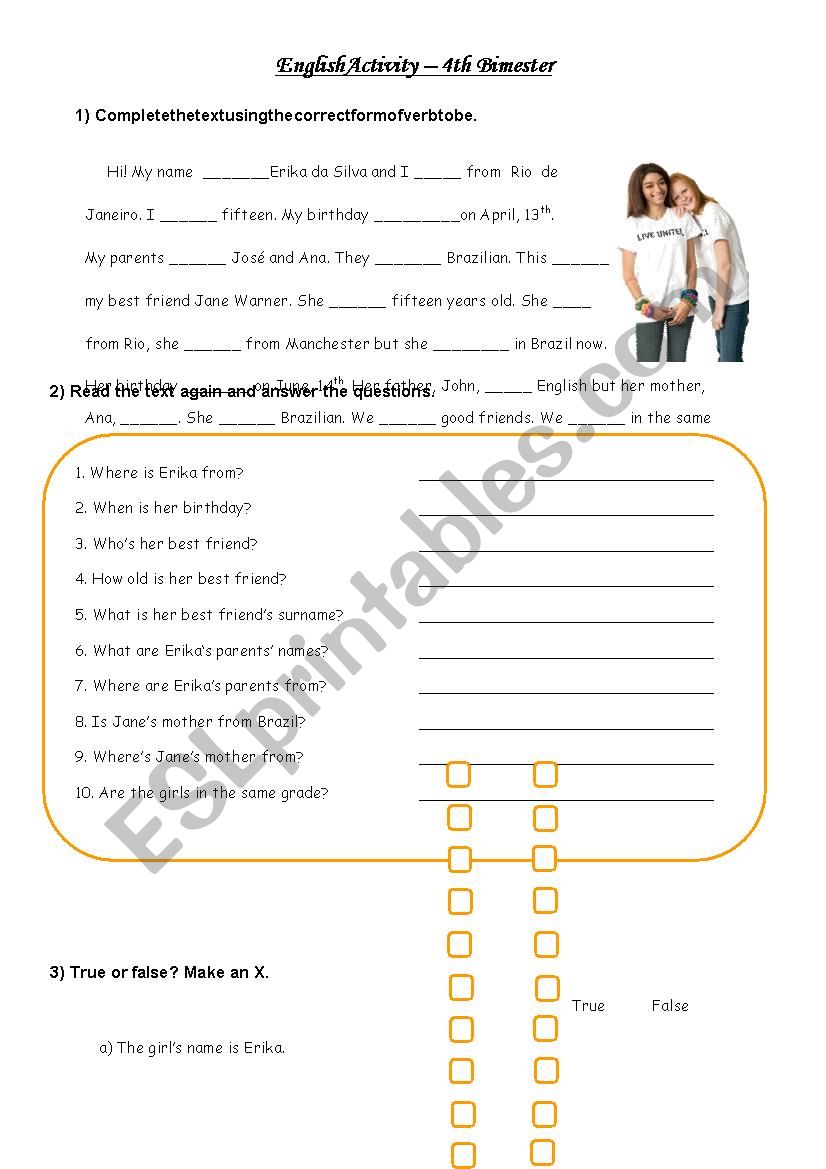 Personal Informations worksheet