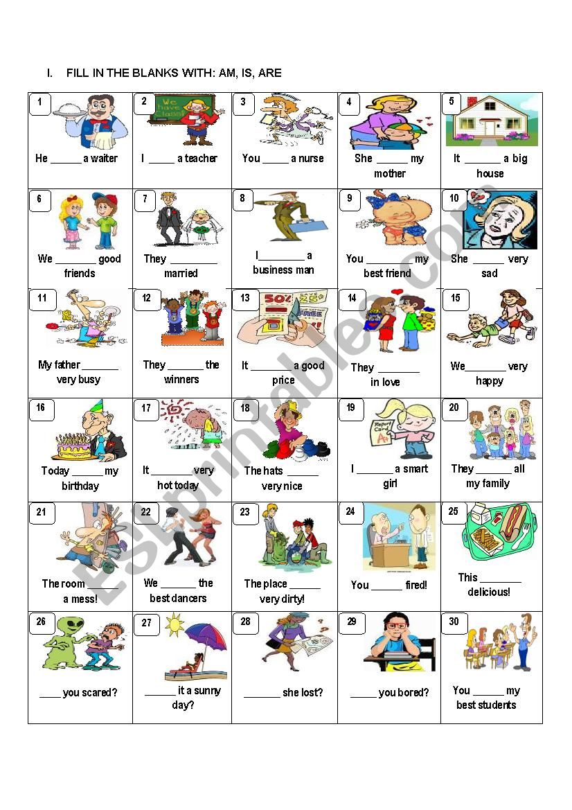 VERB TO BE WITH IMAGES...MULTI CHOICE ACTIVITY