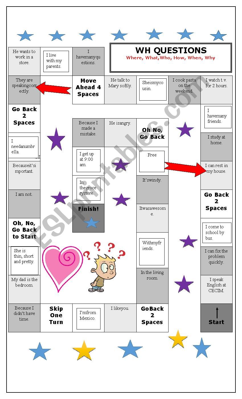 WH QUESTIONS BOARDGAME worksheet