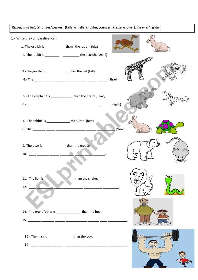 Comparative Adjectives Exercises