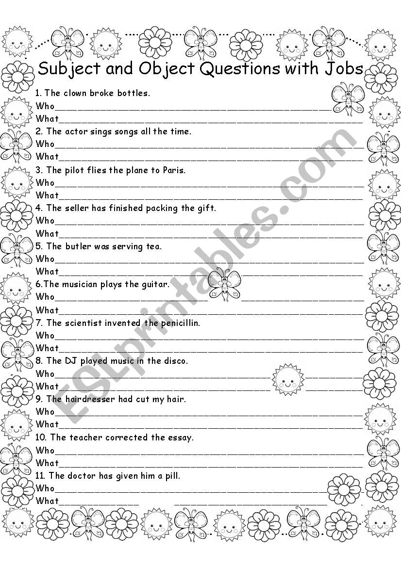 Subject and Object Questions all tenses with Jobs