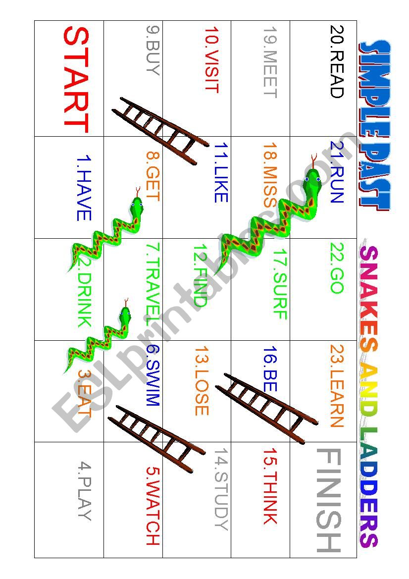 SIMPLE PAST BOARD GAME worksheet