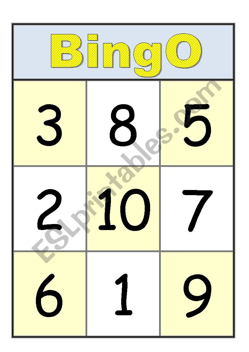 Numbers - Bingo worksheet