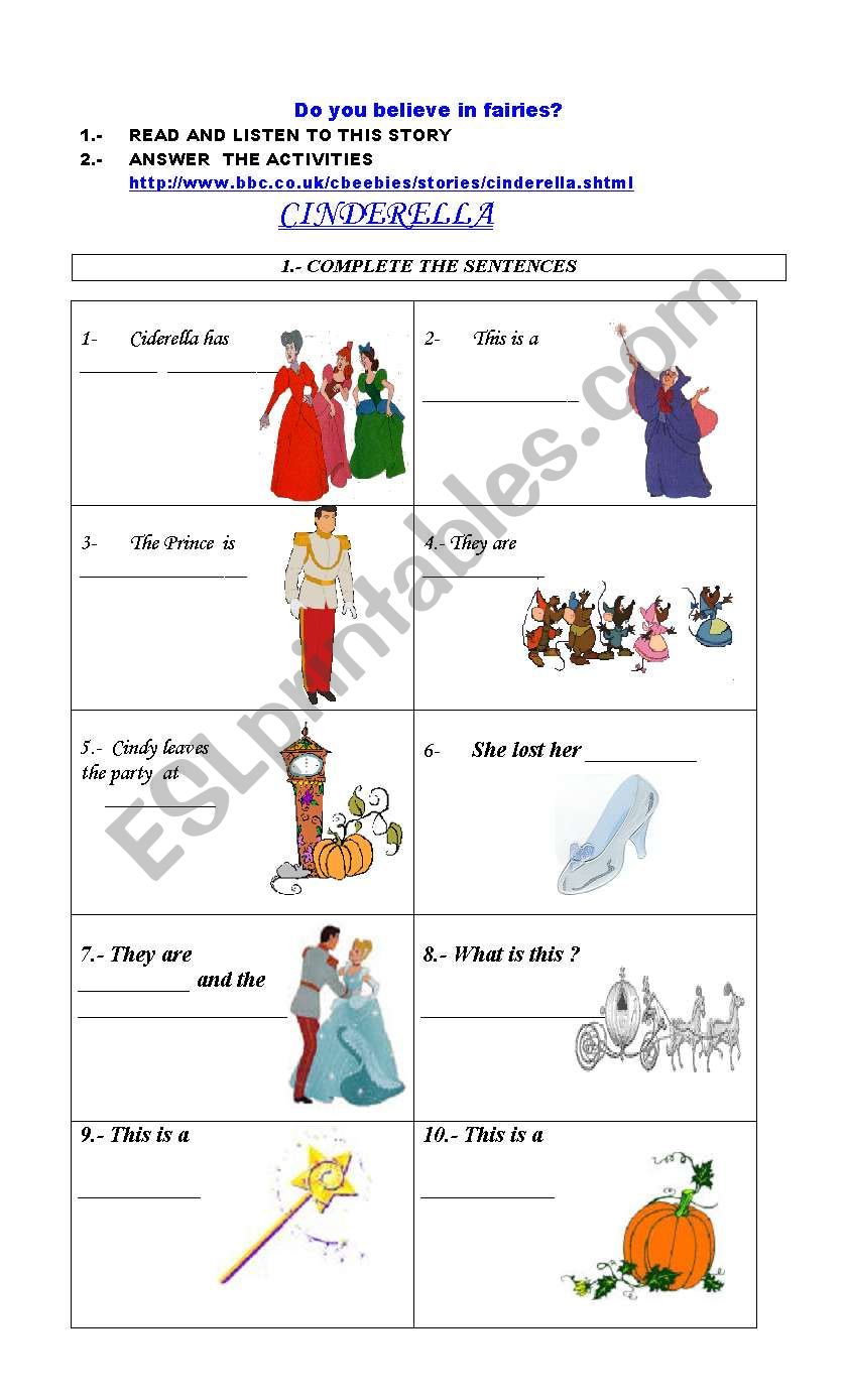 CINDERELLA worksheet