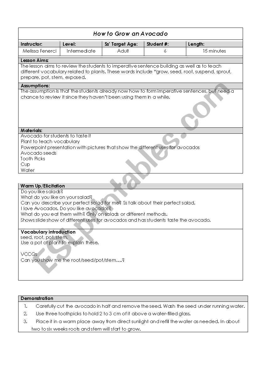 Imperative Sentences Lesson Plan