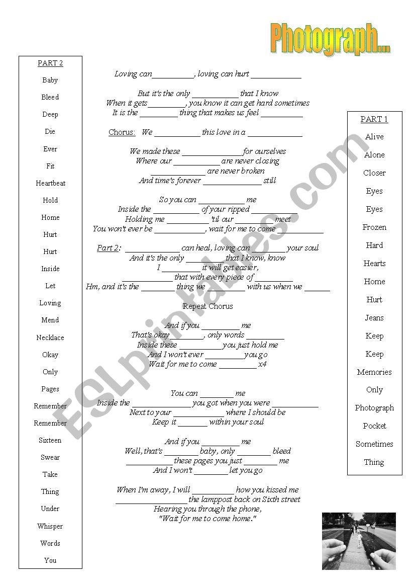 Photograph worksheet