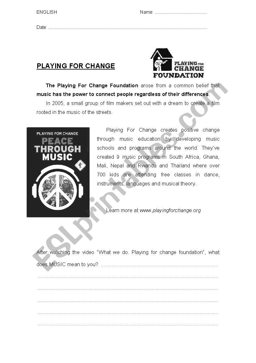 Playing for chance worksheet