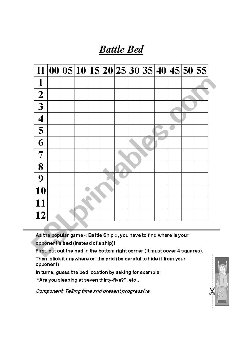 Battle Bed worksheet