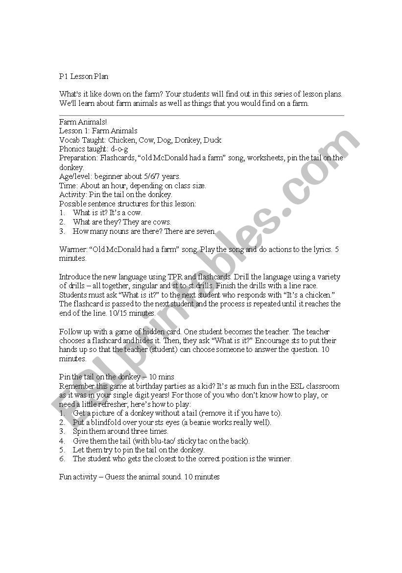 P3 Lesson Plan worksheet