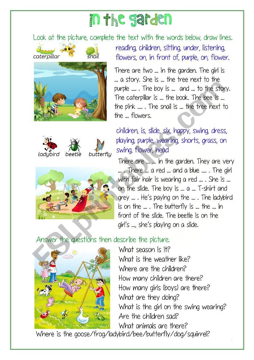In the Garden worksheet