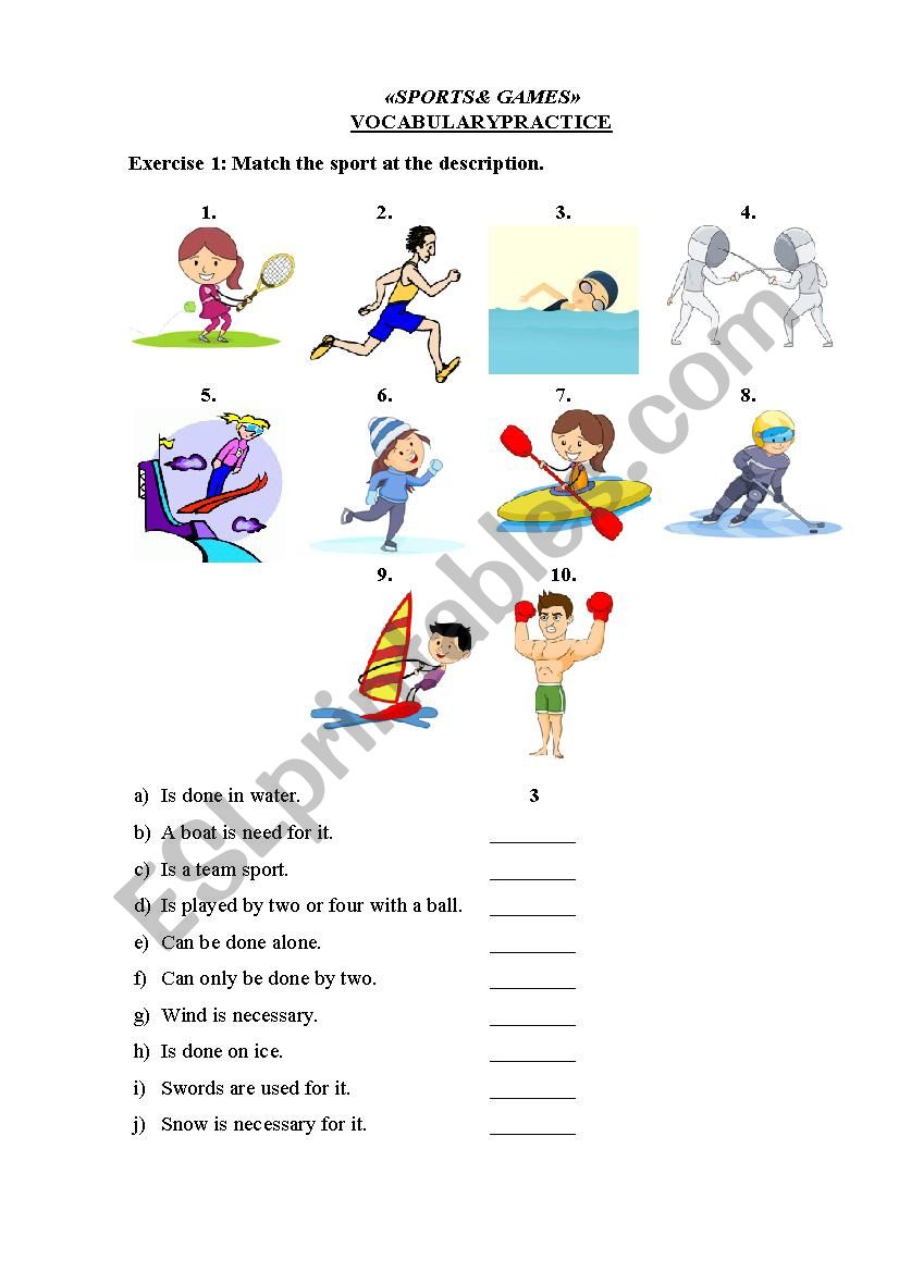 Sports & Games (Vocabulary Practice)
