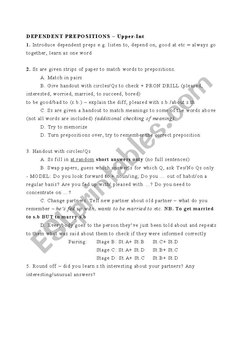 Dependent prepositions - Upper Intermediate