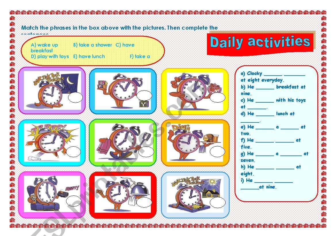 daily activities worksheet