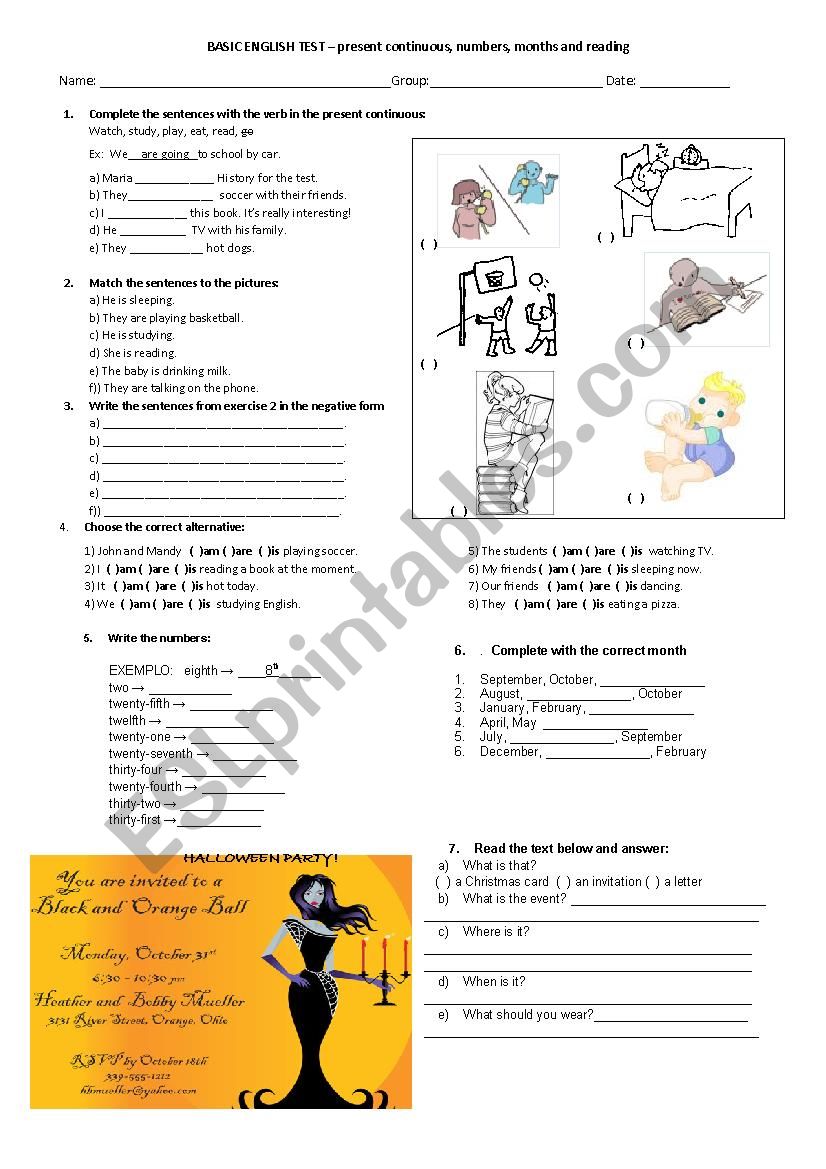 BASIC ENGLISH TEST worksheet