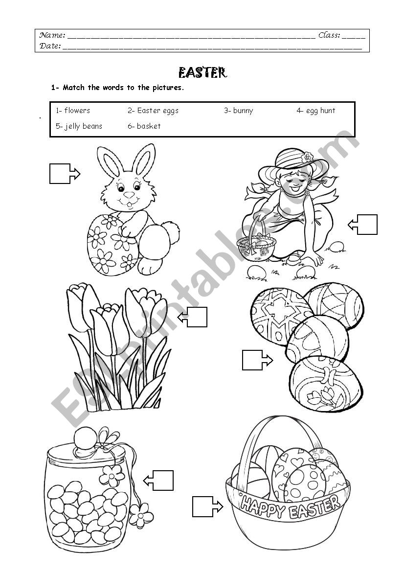 Easter matching worksheet