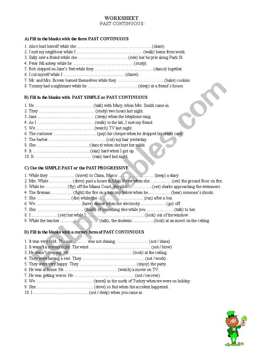 Past Continuous Exercises worksheet