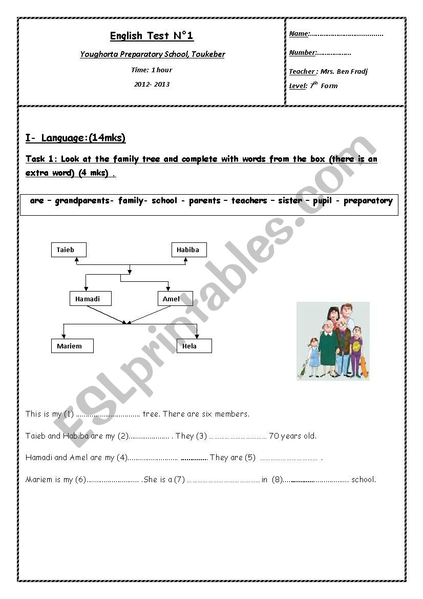 mid - term exam 1 for 7th form