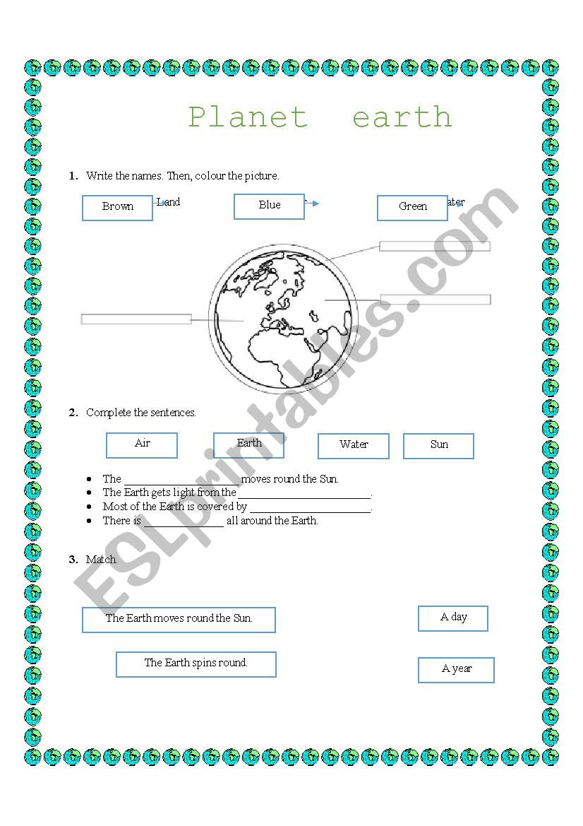 PLANET EARTH worksheet