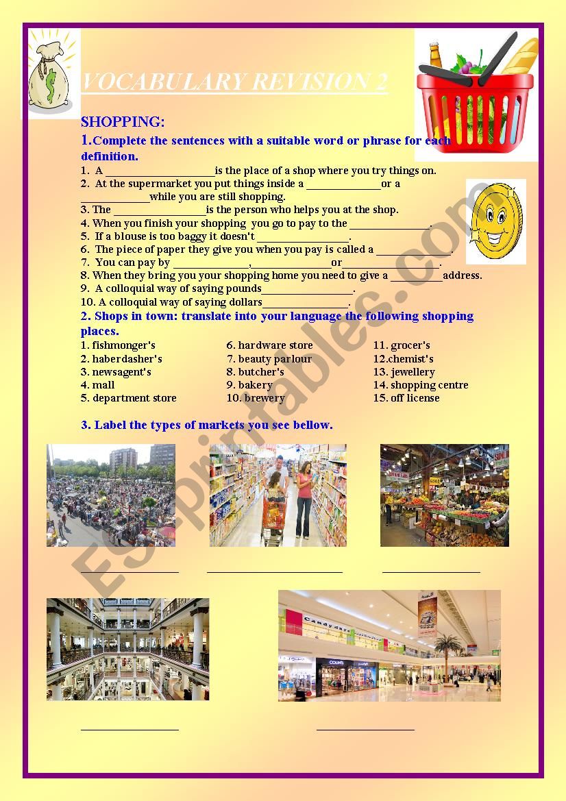 Revision of vocabulary 2: shopping