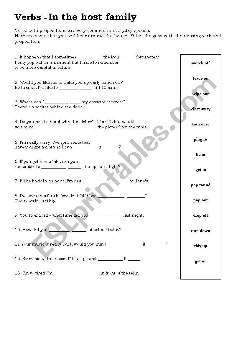 Phrasal verbs worksheet