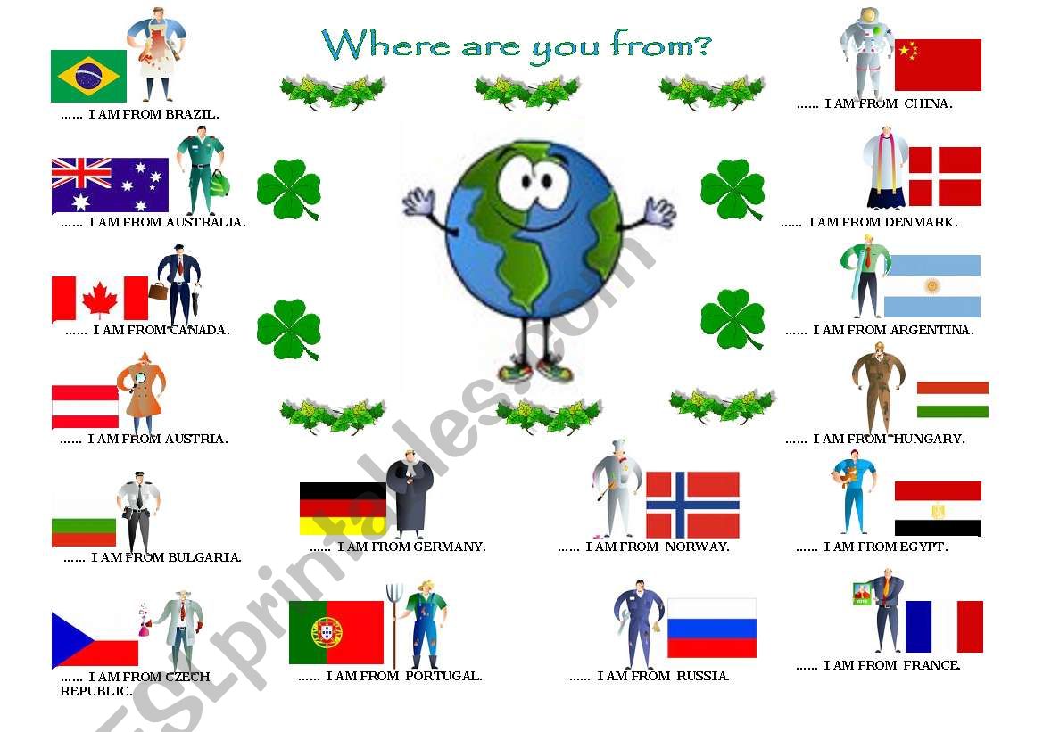 WHERE ARE YOU FROM? worksheet