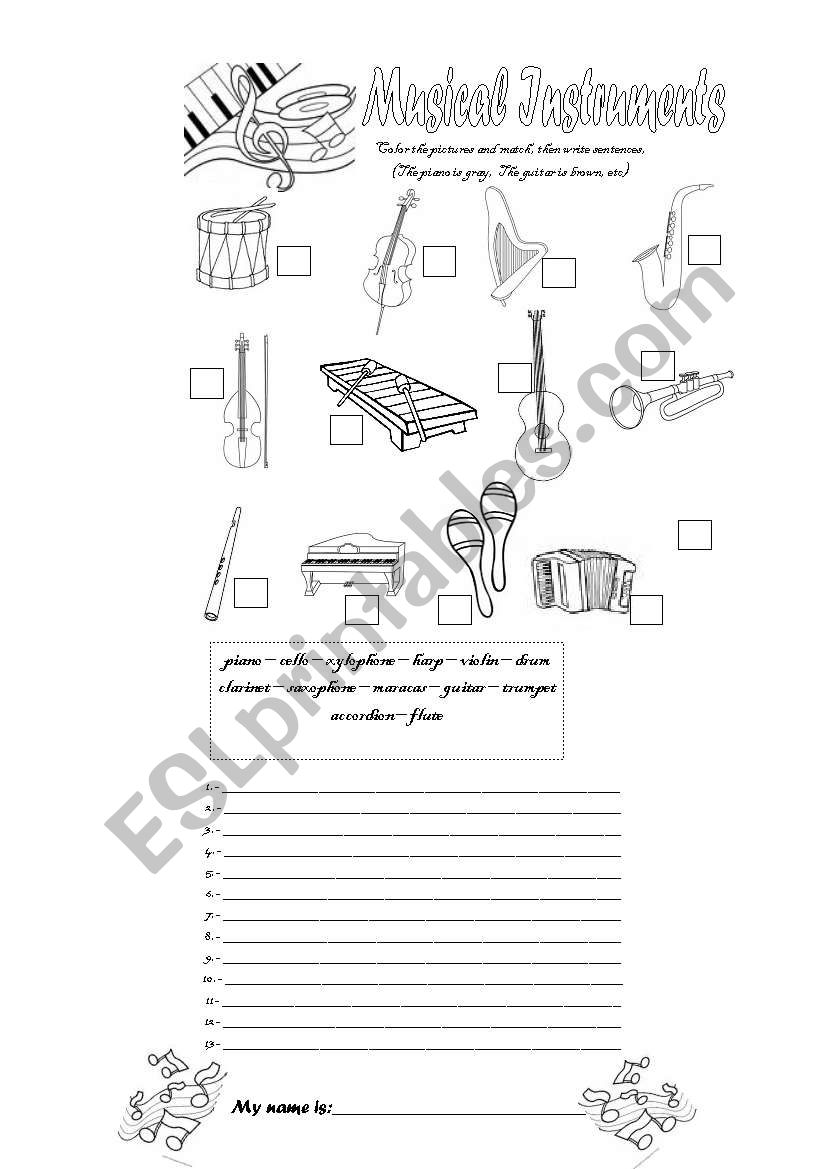 Musical Intruments worksheet