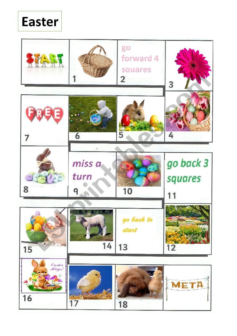 Easter - board game worksheet