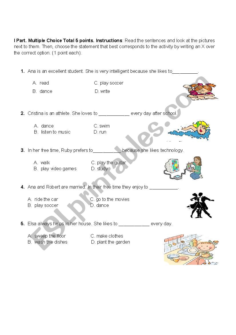 Likes dislikes worksheet