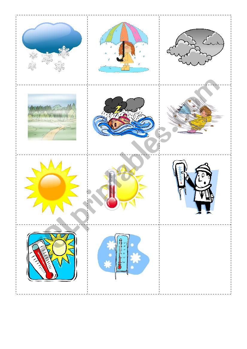 weather matching cards worksheet