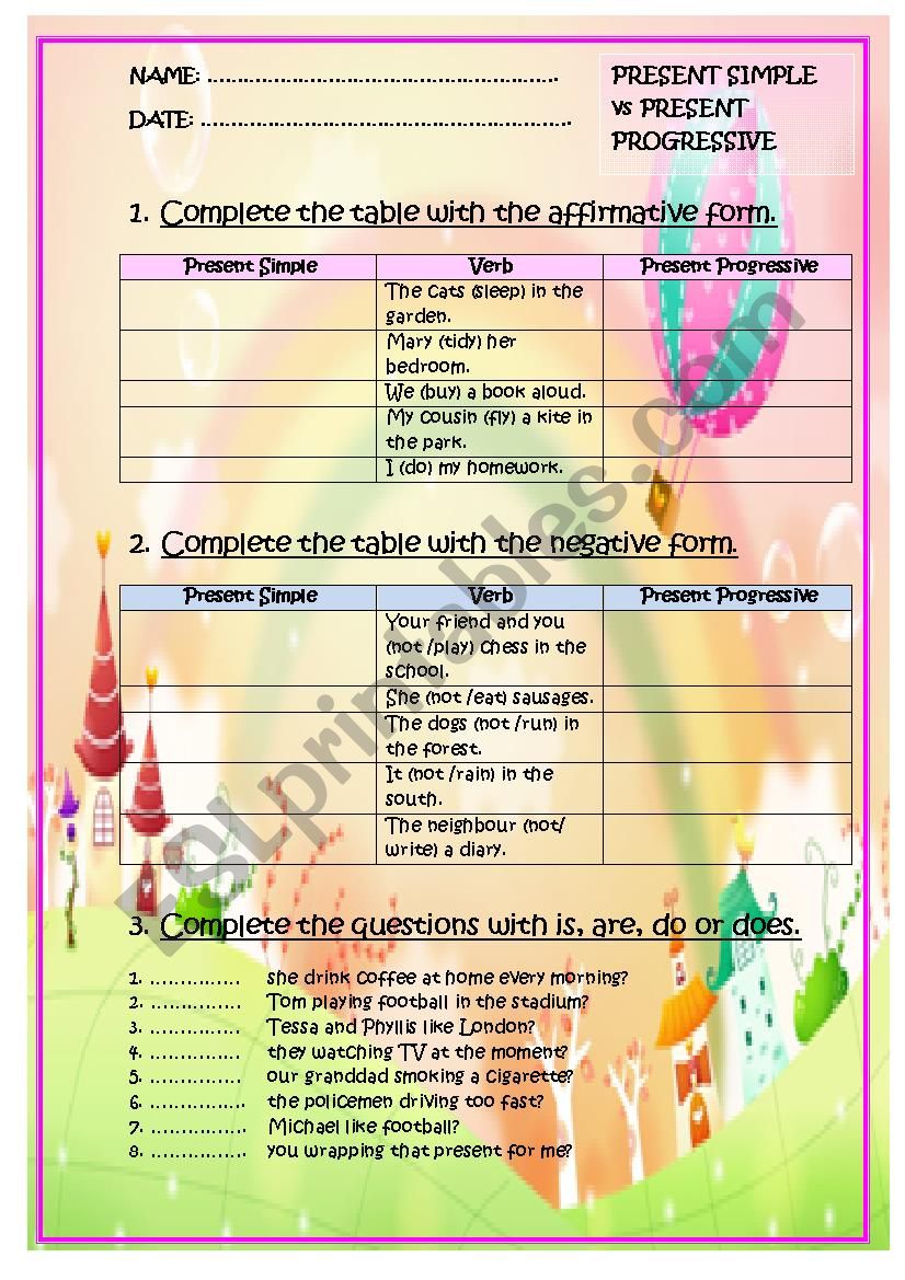 Present simple vs Present progressive revision