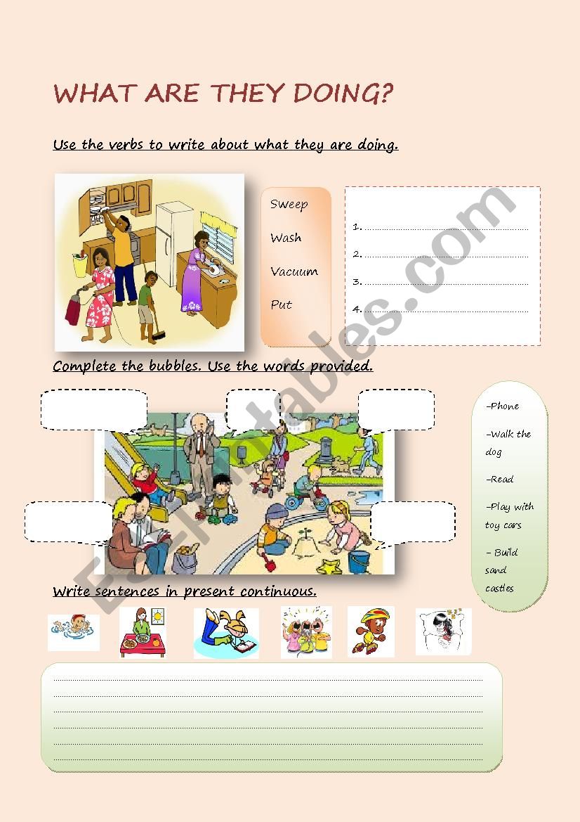 Present continuous worksheet