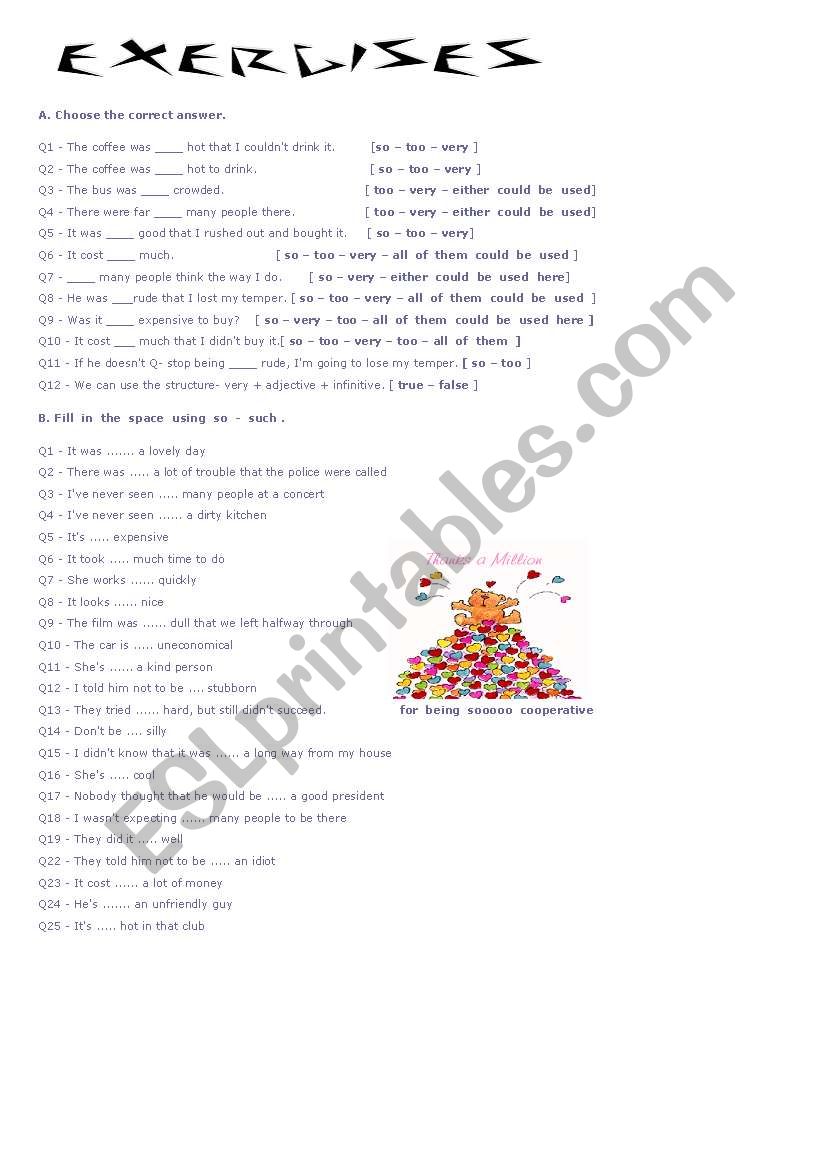 exercises worksheet