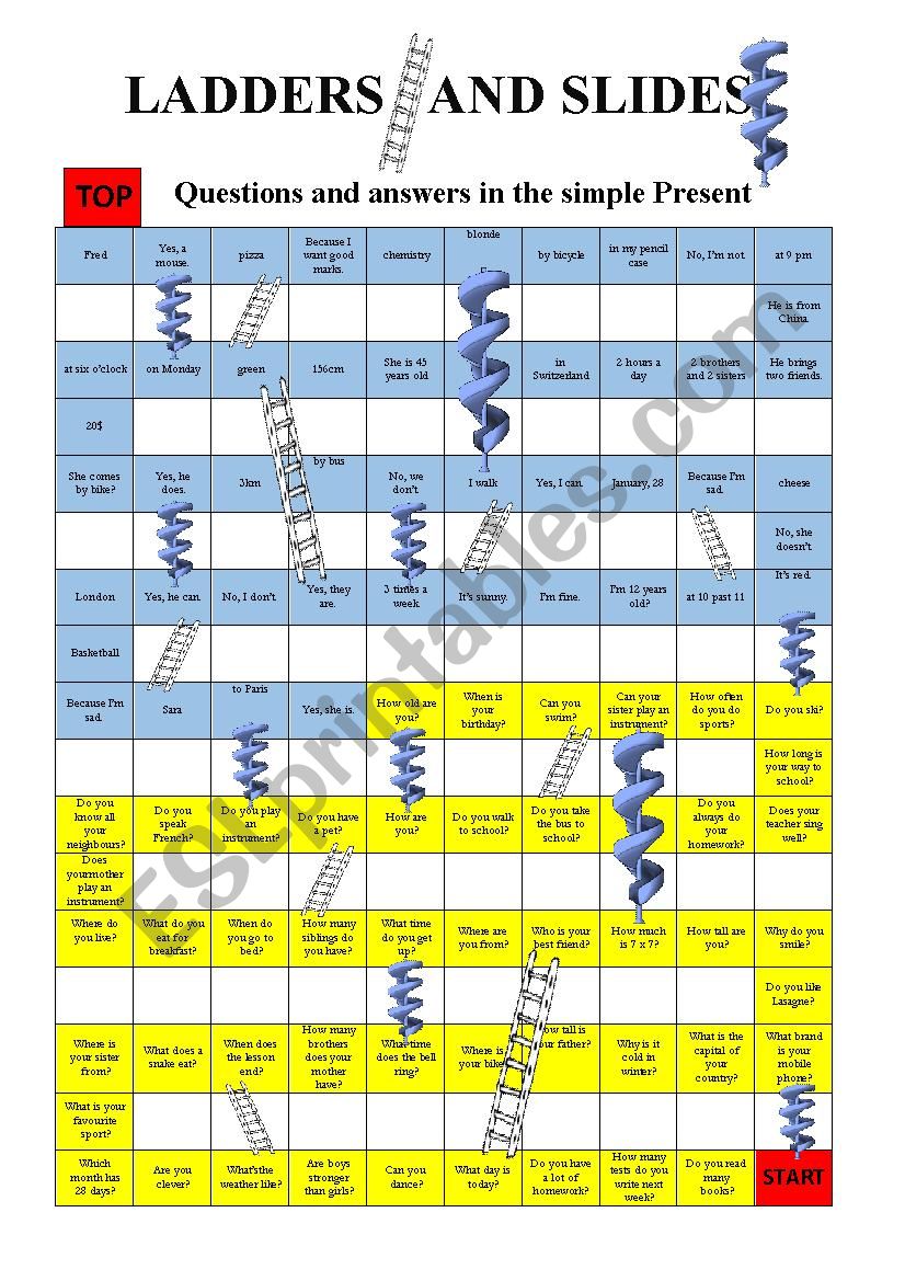 Ladders and Slides worksheet