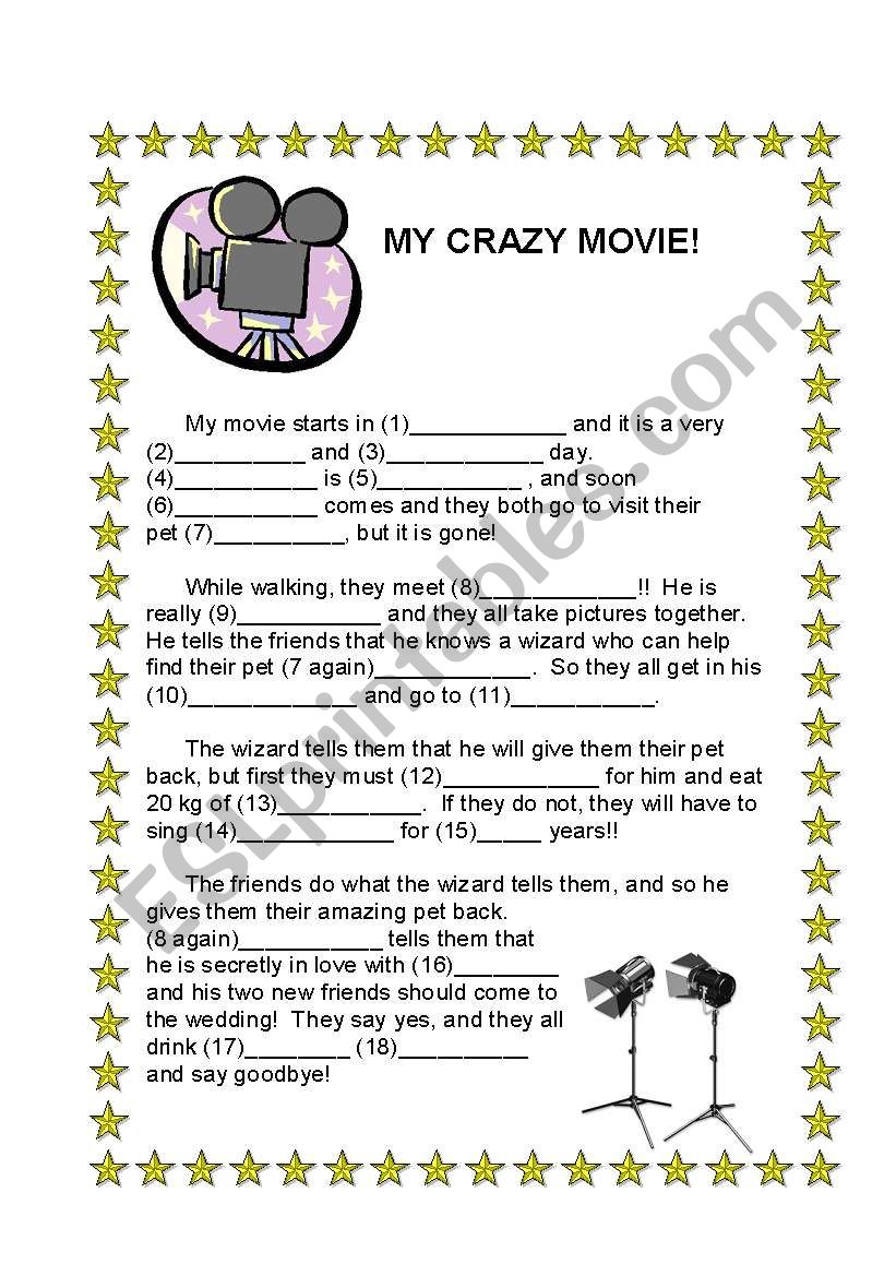 Movie Mad Lib 1 (Synopsis) worksheet