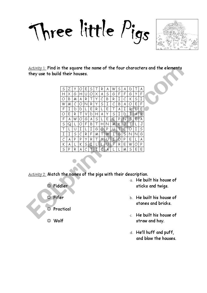 the three pigs worksheet