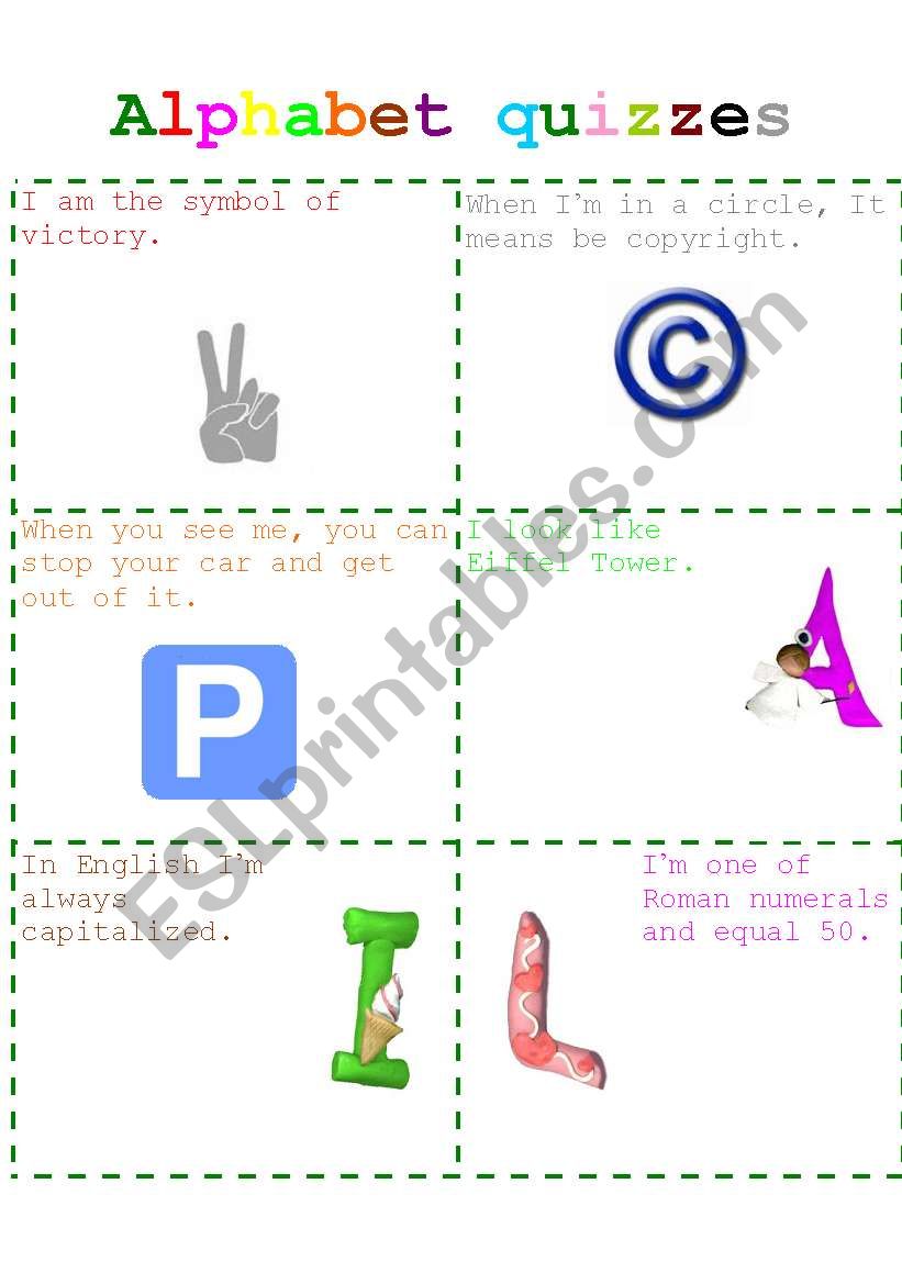 Alphabet quizzes-part 1 worksheet
