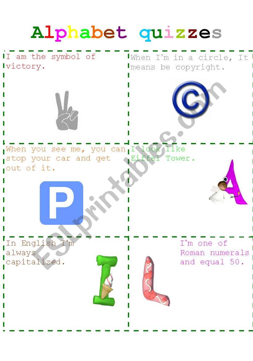 Alphabet quizzes-part 1 worksheet