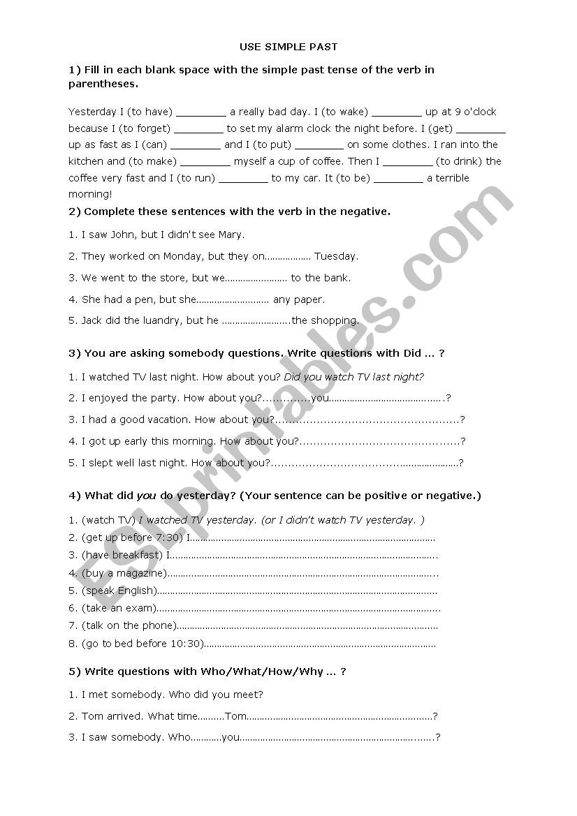 Simple Past worksheet