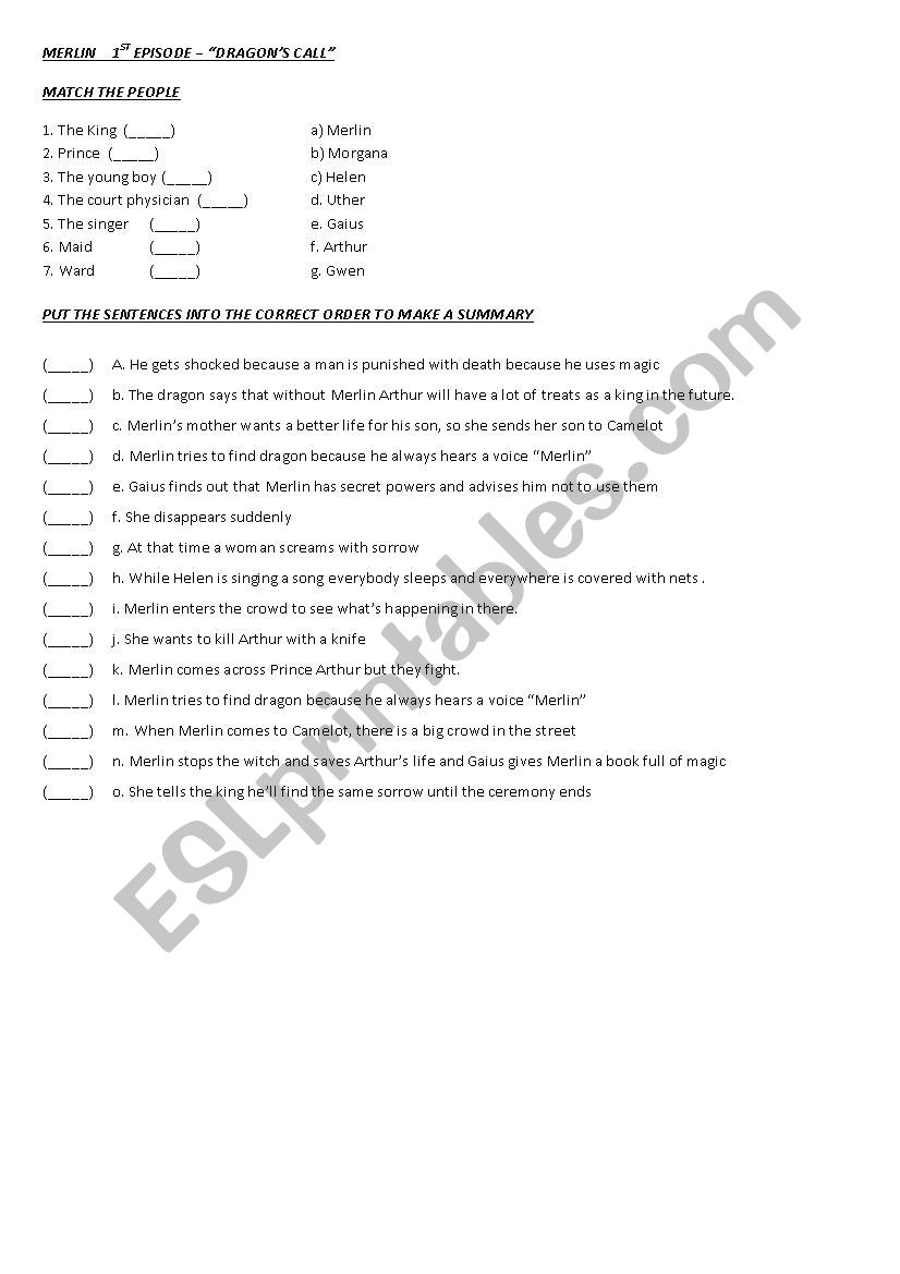 merlin worksheet