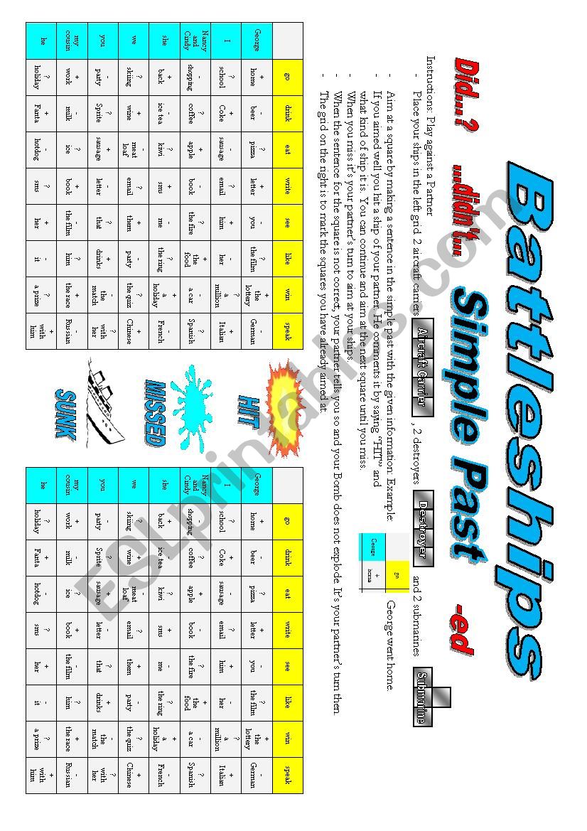 Battleships worksheet