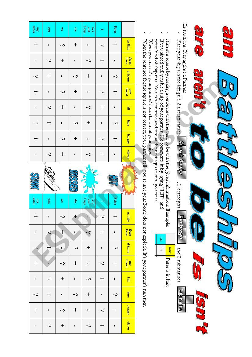 Battleships to be worksheet