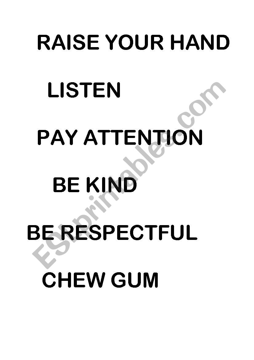 classroom rules worksheet