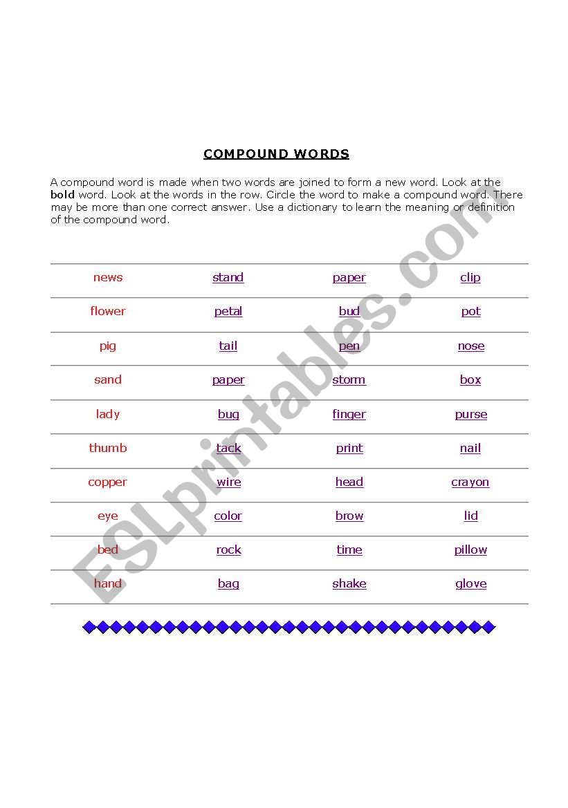 Making Compound words worksheet