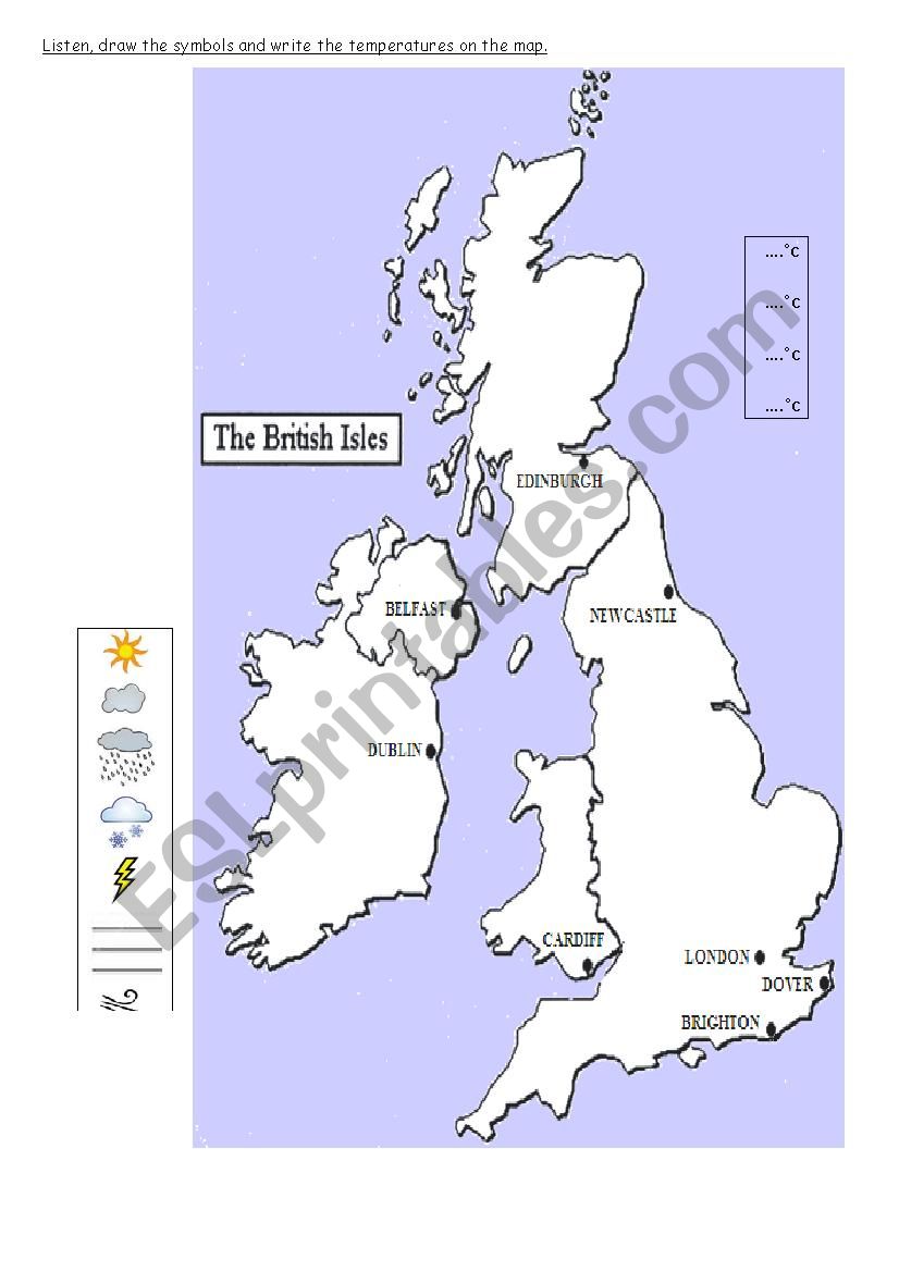 weather forecat UK worksheet
