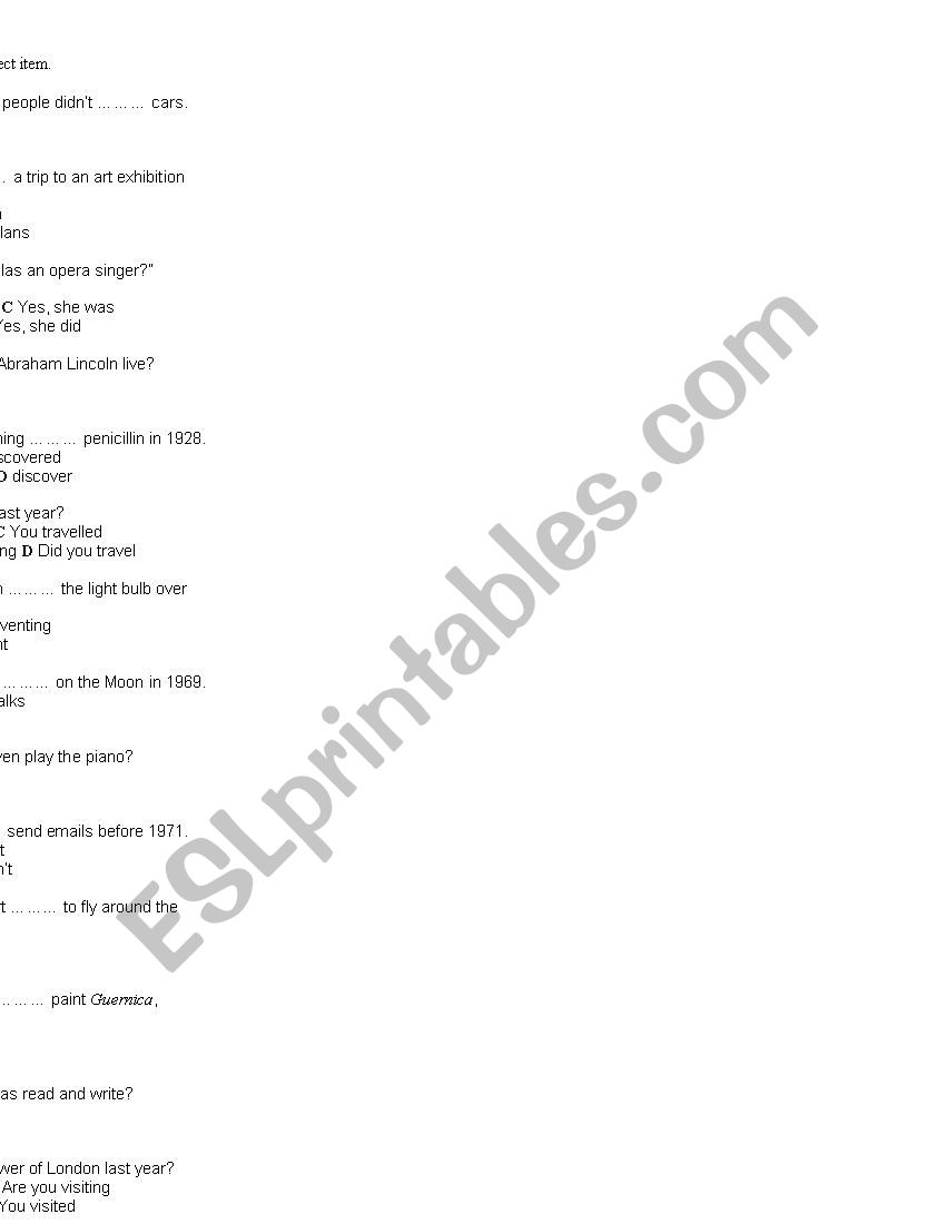 different tenses test for beginners