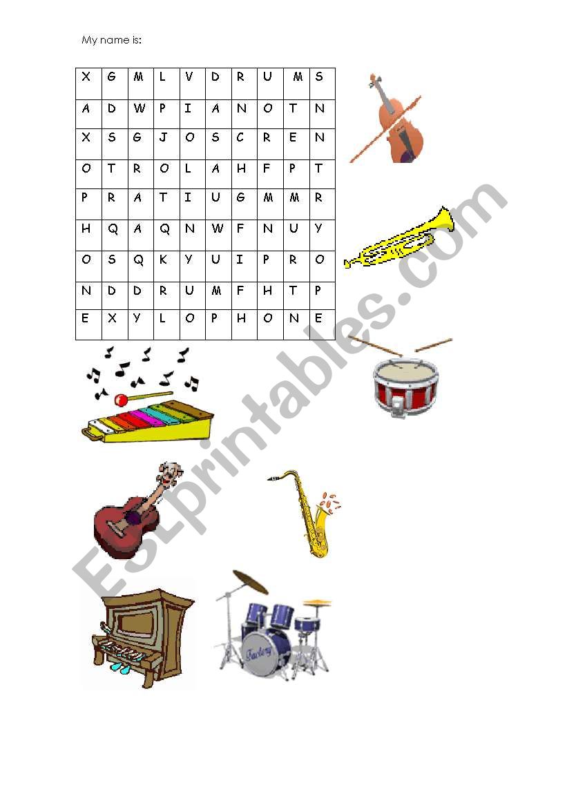 musical instrument worksheet