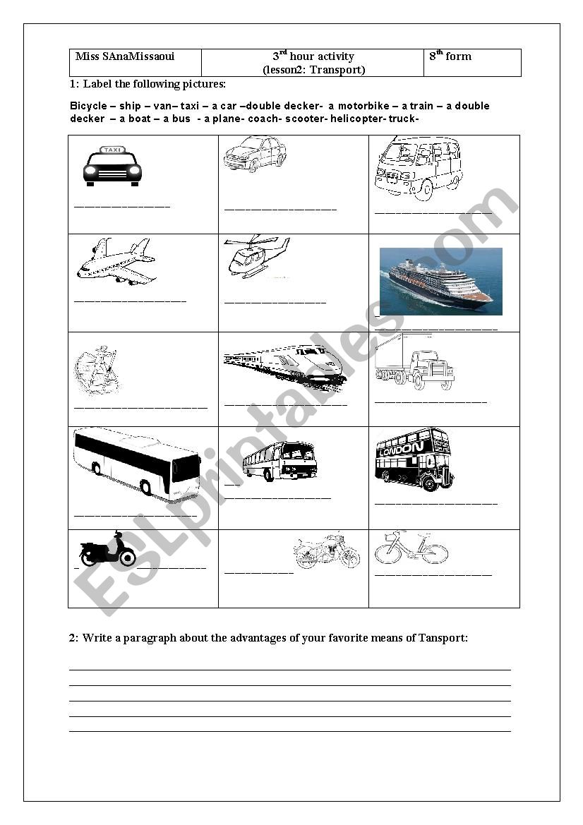 lesson2: Transport (3rd hour activity)