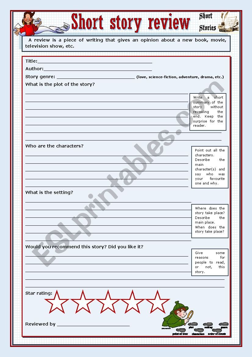 Short story review worksheet