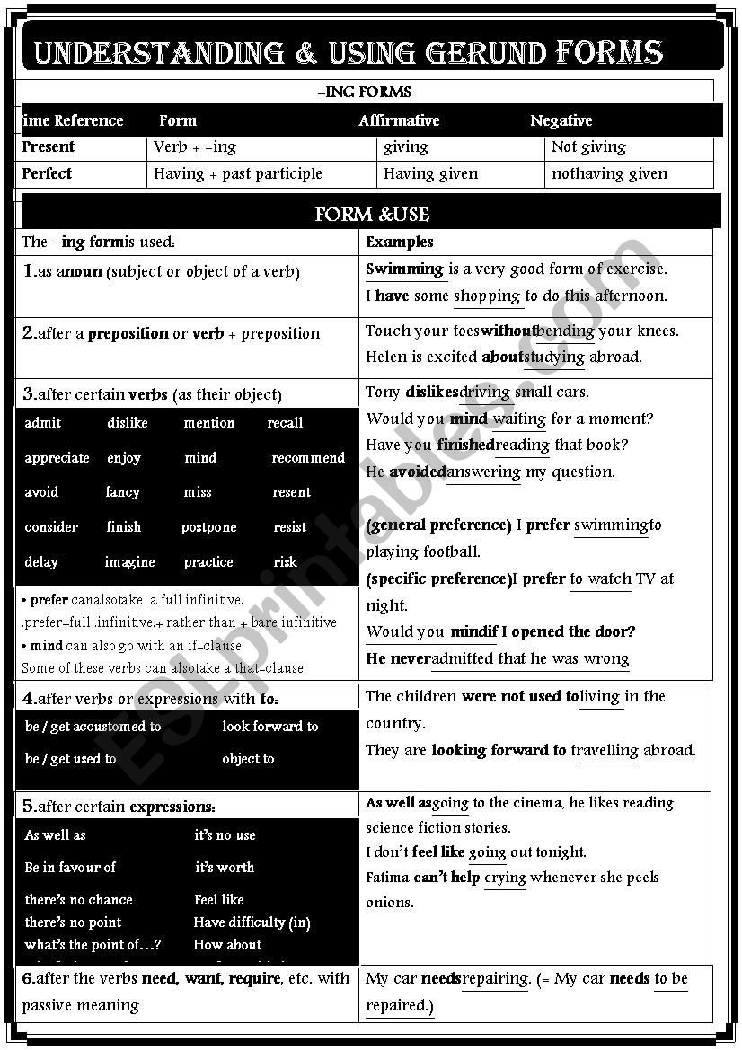 grammar - gerund worksheet